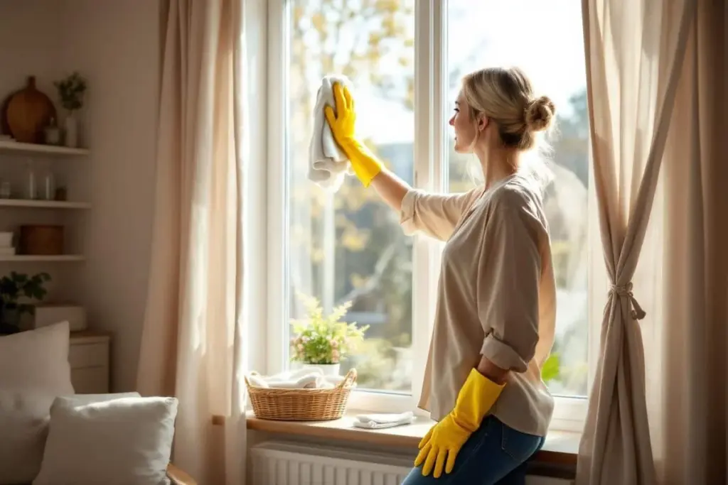 Tento jediný trik s utěrkou zajistí dokonalá okna bez šmouh – chemie není potřeba