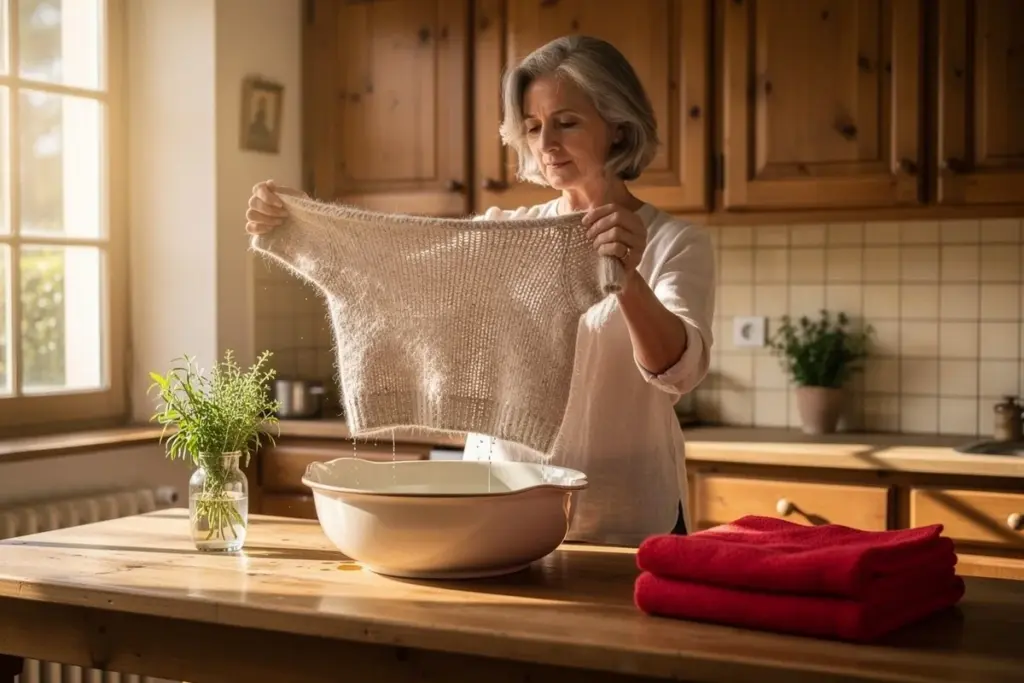 Proč zkušení pletaři dávají do vody sražený svetr tento nečekaný předmět