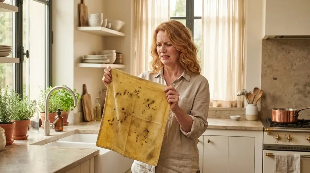 Starý prací prášek vrátil kuchyňským utěrkám bělost novoty