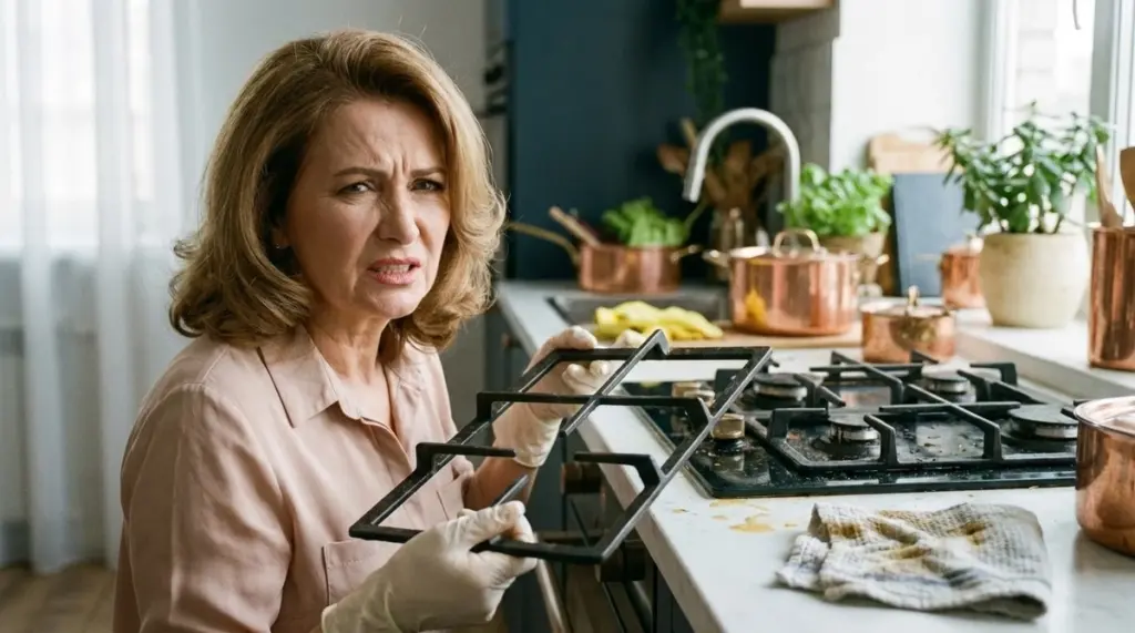 Mastné a lepkavé hořáky a mřížky sporáku? Chytrý trik, jak je dát dohromady bez hodin drhnutí